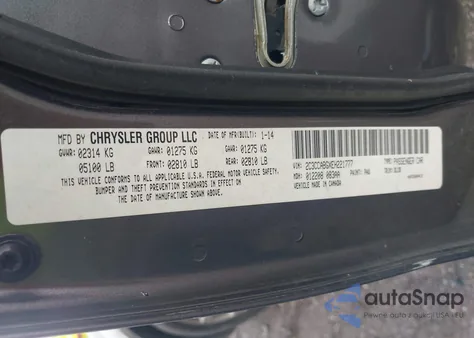 2014 Chrysler 300 300S from USA, damaged, VIN 2C3CCABGXEH221777